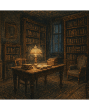 Иллюстрация. Кабинет коллекционера книг. 2025.